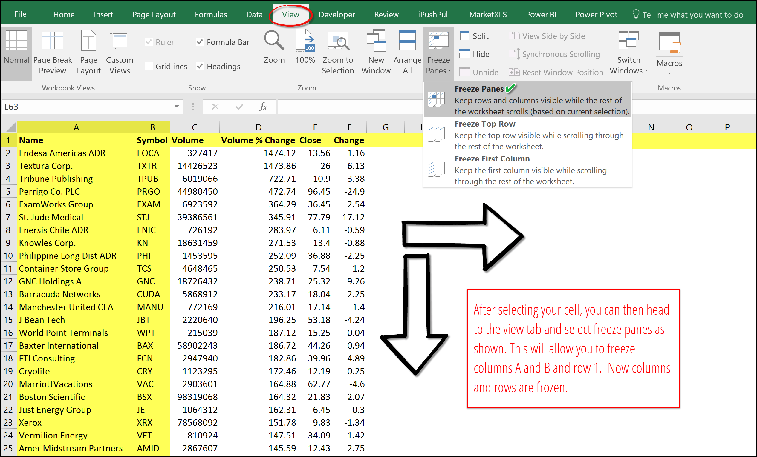 freeze rows in excel for mac